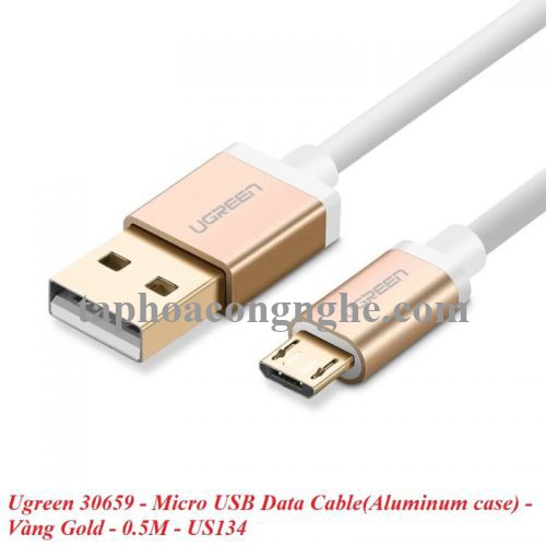 Ugreen 30659 0.5M màu Vàng Cáp sạc truyền dữ liệu USB 2.0 sang MICRO USB đầu mạ vàng US134 30030659